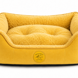 Luxury Plush Dog Bed – Soft Calming Pet Sofa Bed with Raised Bolster Sides