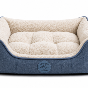 Luxury Plush Dog Bed – Soft Orthopedic Pet Sofa Bed with Raised Bolster Support