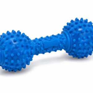 okBlue Rubber Dog Chew Toy – Textured Dental Cleaning Dumbbell Toy for Dogs