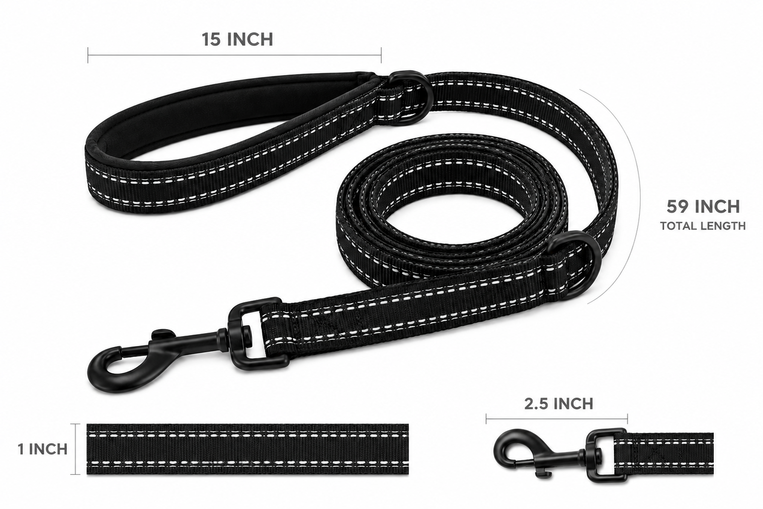 Reflective Dog Leash with Padded Handle – Heavy Duty Nylon Pet Walking Lead - Image 3
