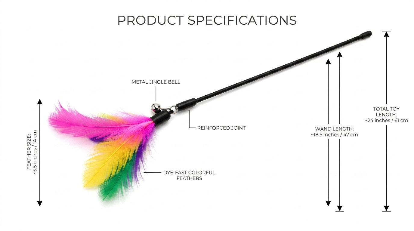Interactive Cat Wand Toy – Feather Teaser Wand for Indoor Cats - Image 4
