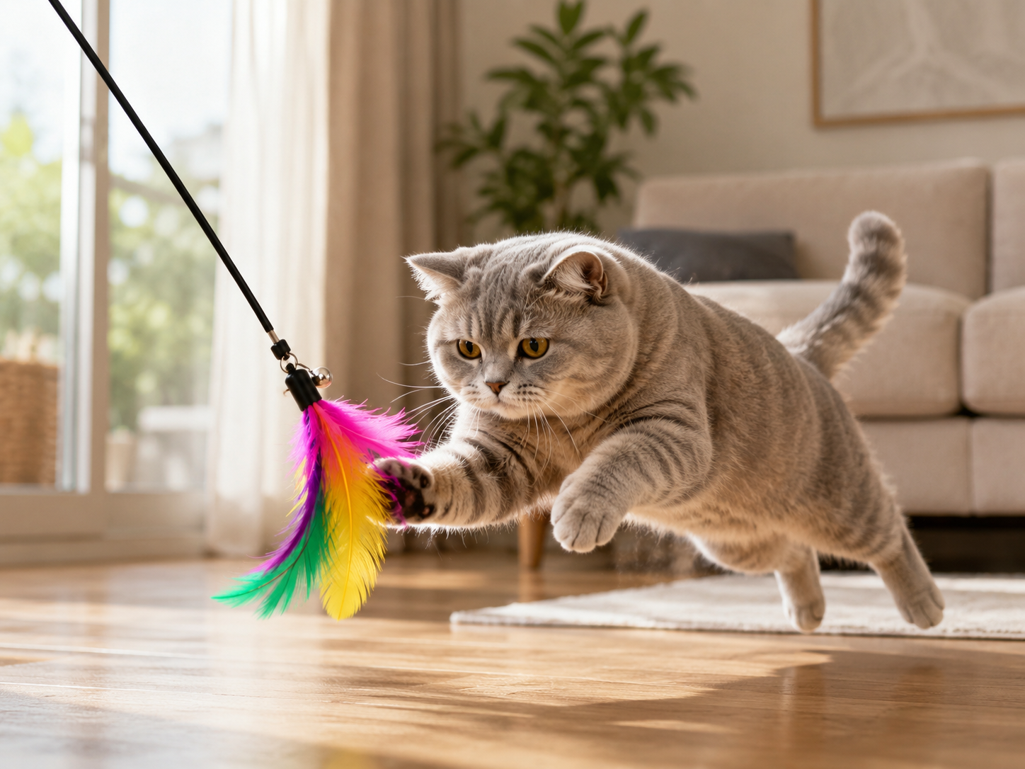 Interactive Cat Wand Toy – Feather Teaser Wand for Indoor Cats - Image 3